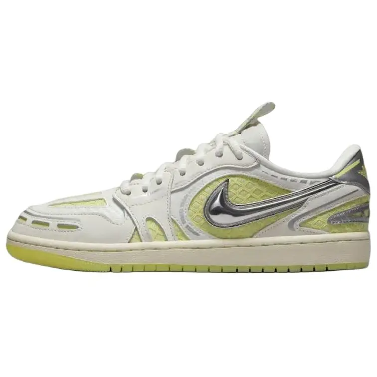 Jordan Air Jordan 1 Abrasion Resistant Breathable Low top Vintage Basketball Shoes Women's White Green