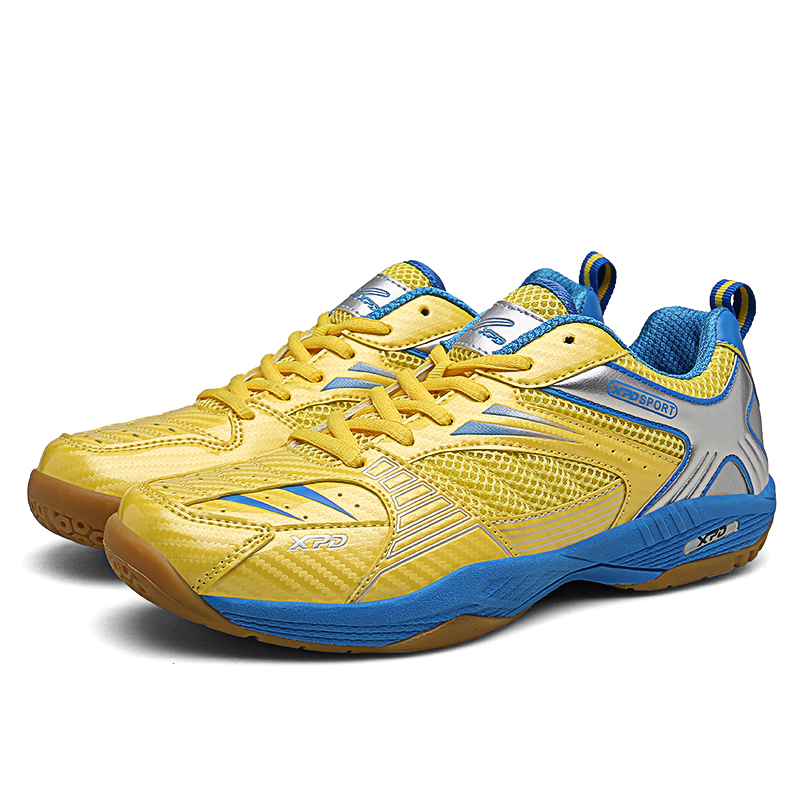 XPD Slip Resistant, Abrasion Resistant, Breathable, Rebound Low top Badminton Shoes Unisex Yellow Blue