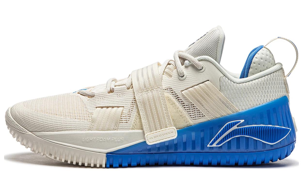 Li Ning Fury Textile, TPU Slip Resistant Abrasion Resistant Low top Basketball Shoes Men’s White Blue
