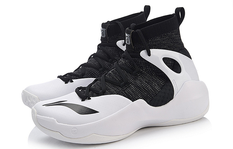 Li Ning SONIC 6 V2 Fabric Cushioning Slip Resistant Abrasion Resistant High top Basketball Shoes Men’s Black White