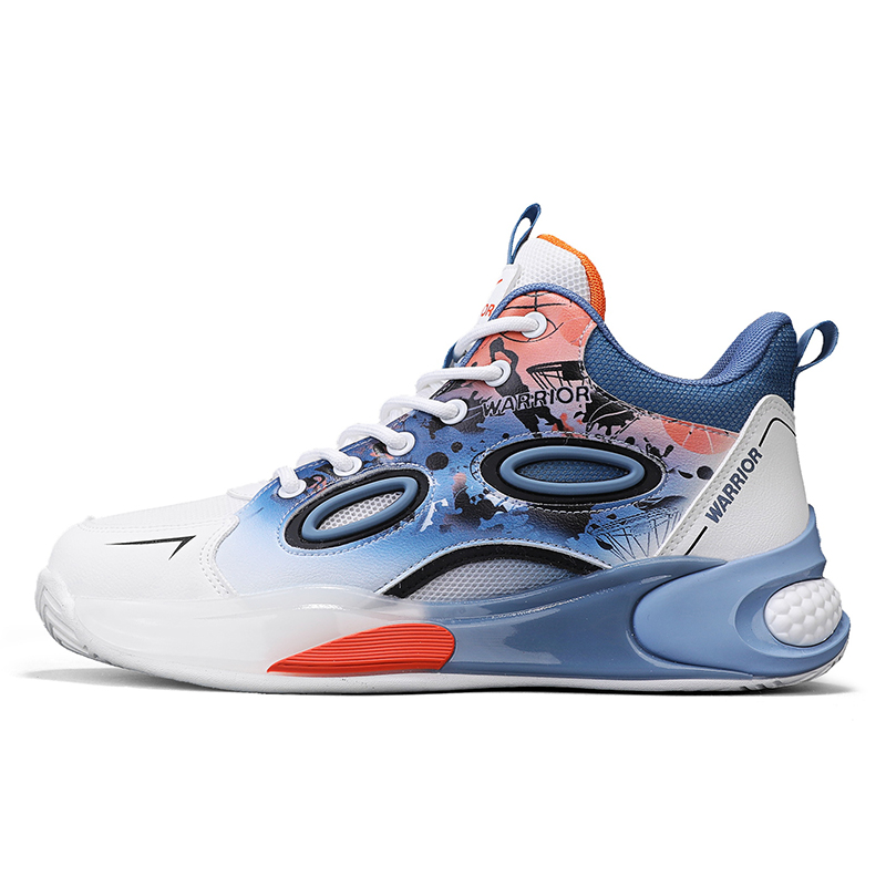 Warrior Abrasion Resistant, Breathable, Lightweight Low top Basketball Shoes Men’s White Dark Blue Orange