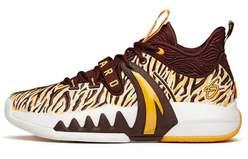 Anta Anta GH2 Hayward 2nd generation comfortable and versatile fabric synthetic leather TPU shock-absorbing anti-slip wear-resistant wrapping support mid-top basketball shoes men's brown yellow