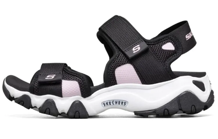 Skechers D'LITES 2.0 Mesh Comfortable Beach Sandals Women's Black Pink