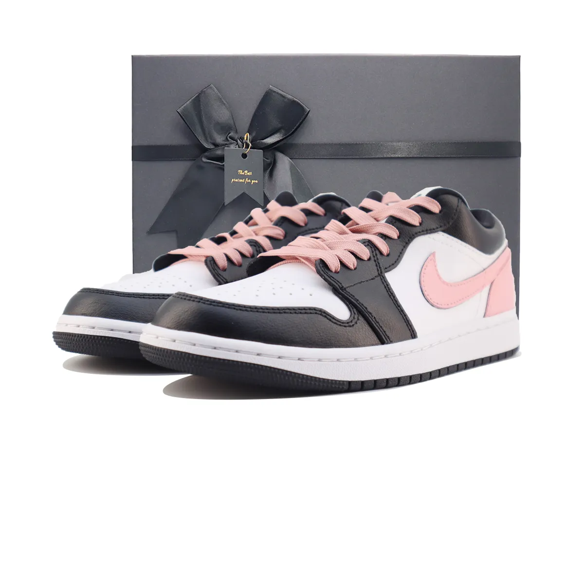 Jordan Air Jordan 1 Slip Resistant Abrasion Resistant Low top Vintage Basketball Shoes Unisex Pink
