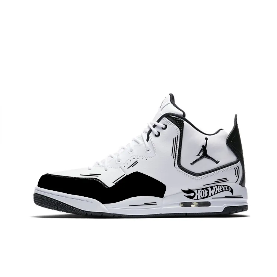 Jordan Courtside 23 Abrasion Resistant Mid top Vintage Basketball Shoes Men's Black White