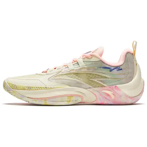 Anta Zap 1 V2 Cushioning Abrasion Resistant Cushioning, Wear Resistant Low top Basketball Shoes Men's Yellow Pink
