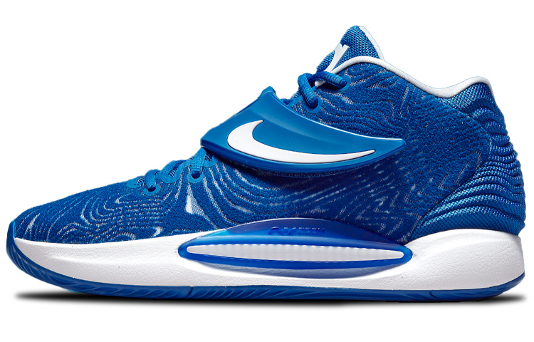 Nike KD 14 TB \"Blue\" Durant Practical Middle-Bang Basketball Shoes Men's Blue and White