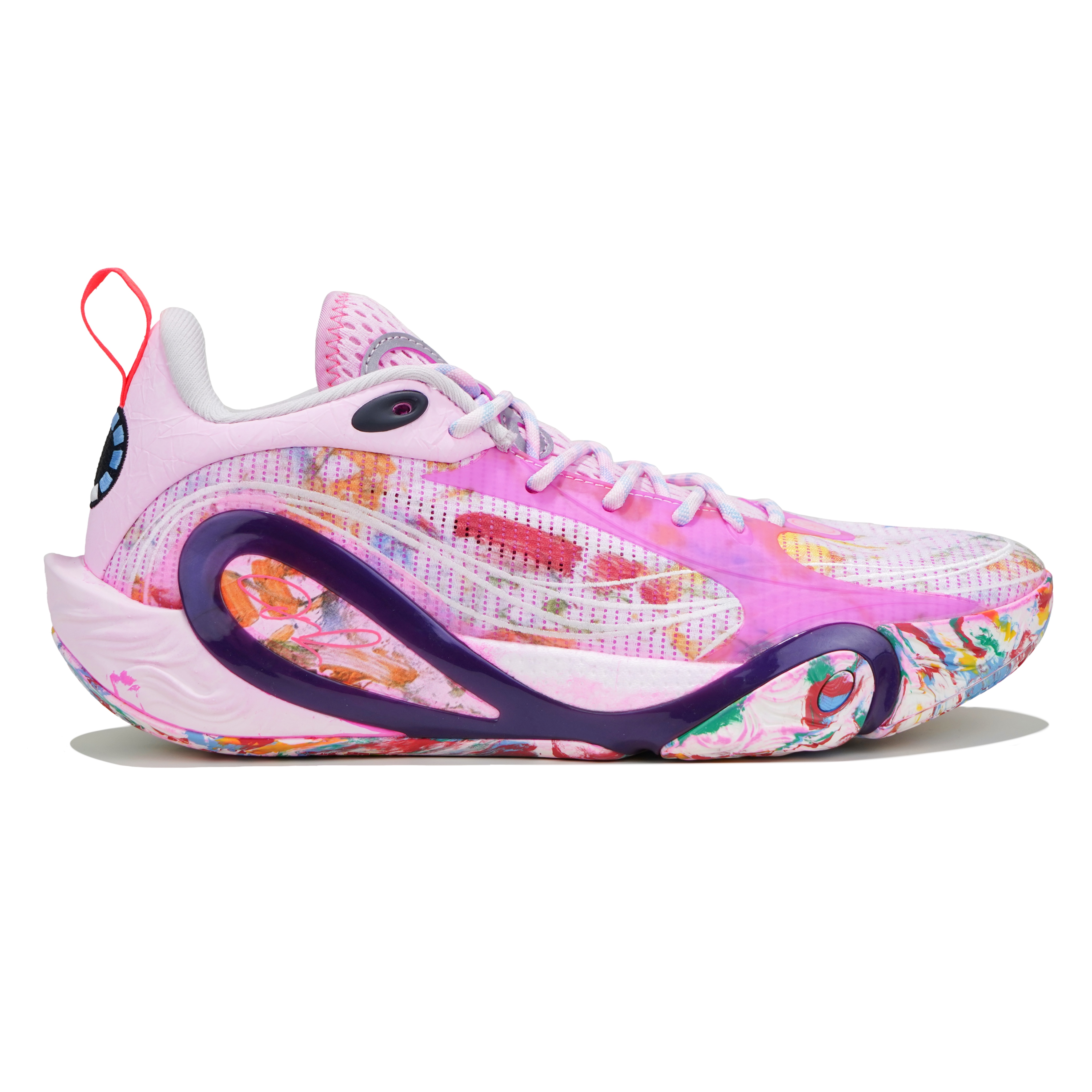 Li Ning Cushioning Slip Resistant Abrasion Resistant Low top Basketball Shoes Men’s Blue Pink Mismatched