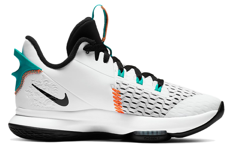 Кроссовки Nike Witness 5 LeBron EP (бело-зелено-оранжевые) — 白/绿/橘 — фото 2
