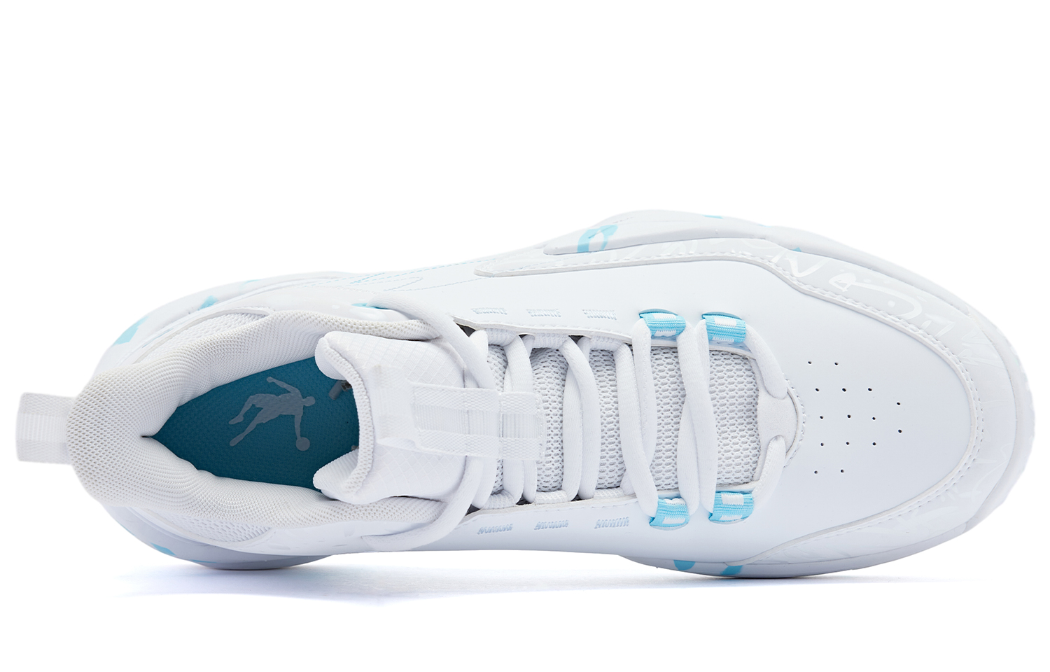 QIAODAN Cushioning Abrasion Resistant Cushioning, Wear Resistant Mid top Basketball Shoes Men’s White Blue