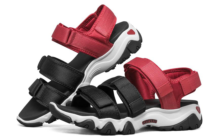 Женские сандалии Skechers D'LITES 2.0 (черно-бело-красные) — фото 3