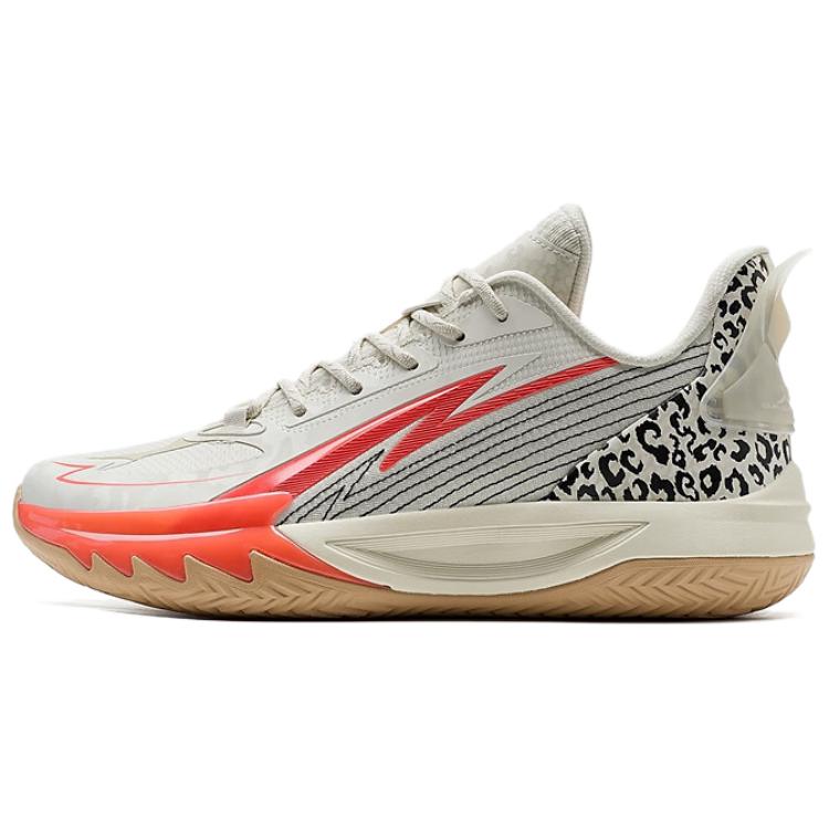 XTEP Slip Resistant Coverage Cushioning Low top Basketball Shoes Men’s Beige Red