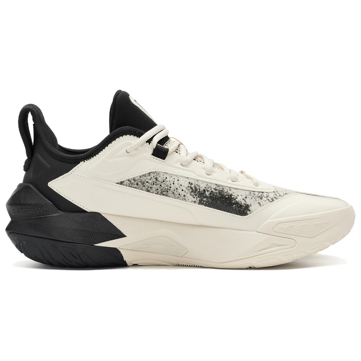 QIAODAN Cushioning, Wear Resistant Low top Basketball Shoes Men’s Antique Porcelain White Black