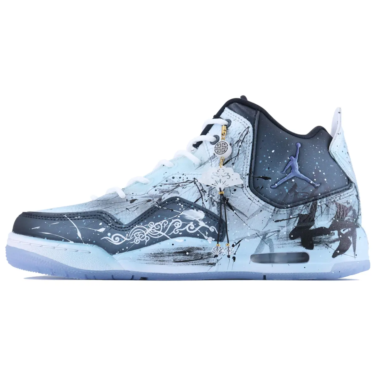 Jordan Courtside 23 Concord Bamboo Cloud Leather Mid top Vintage Basketball Shoes Men's White Blue Black