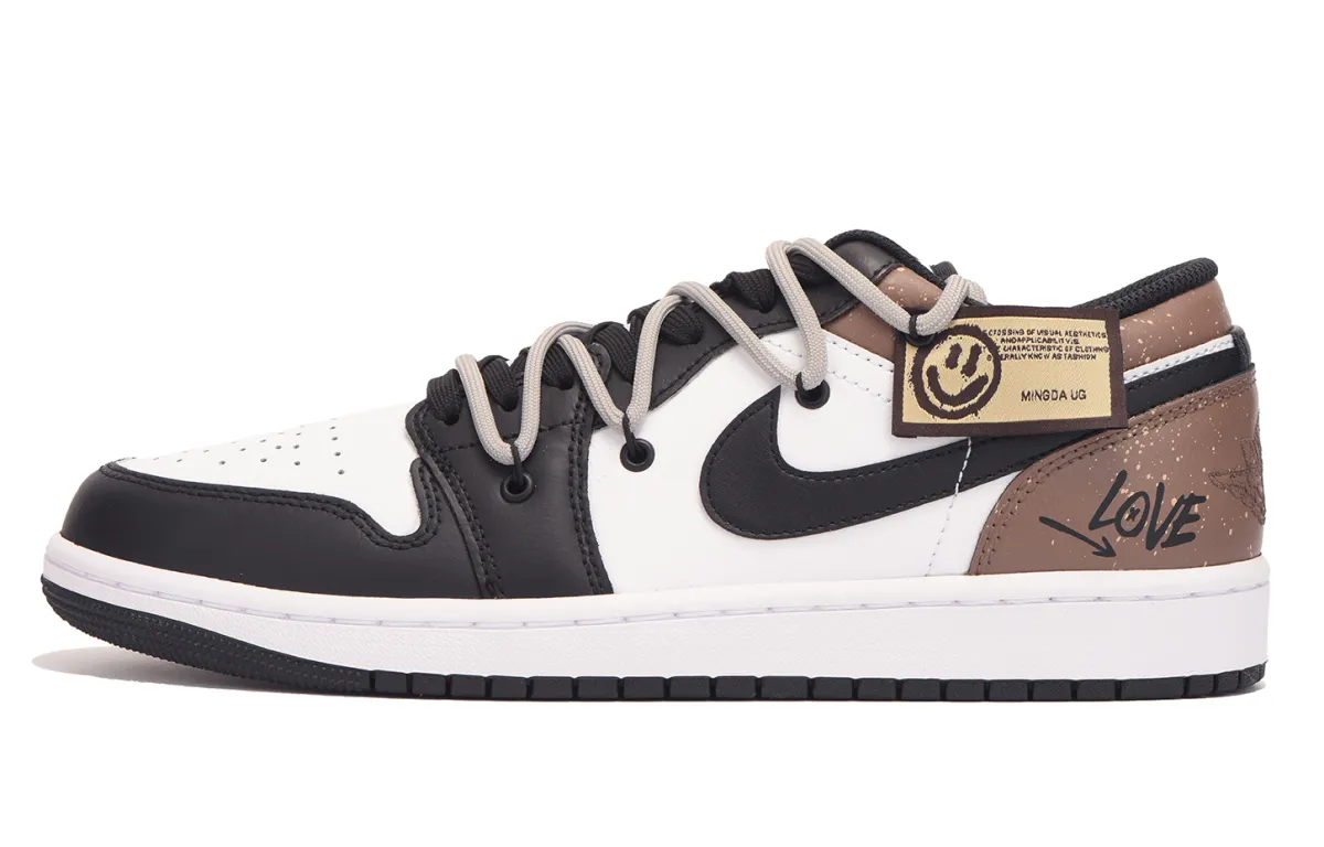 Jordan Air Jordan 1 Slip Resistant Coverage Low top Vintage Basketball Shoes Men's Black Brown