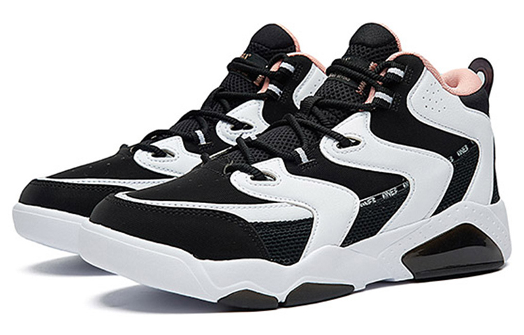 361° Game Ready Cushioning, Wear Resistant Mid top Vintage Basketball Shoes Women’s Black White