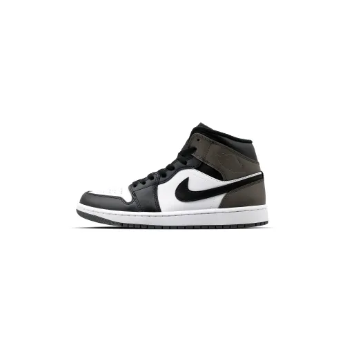 Jordan Air Jordan 1 Abrasion Resistant Slip Resistant Mid top Vintage Basketball Shoes Unisex Black White Brown