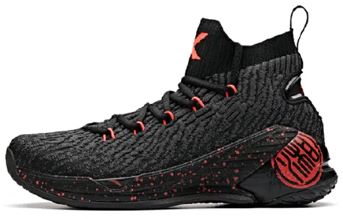 Anta KT4 Klay Thompson Cushioning Slip Resistant Abrasion Resistant High top Basketball Shoes Men's Black Red