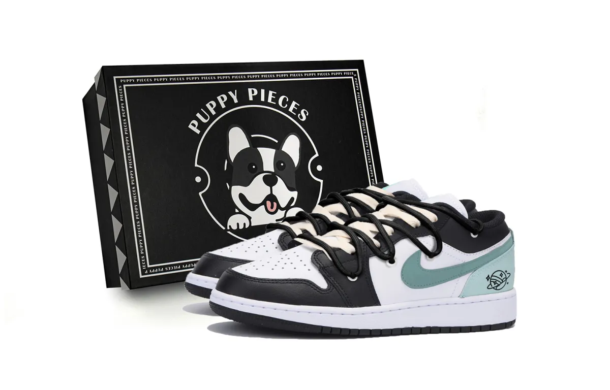 Jordan Air Jordan 1 Slip Resistant Abrasion Resistant Low top Vintage Basketball Shoes Men's Black Green