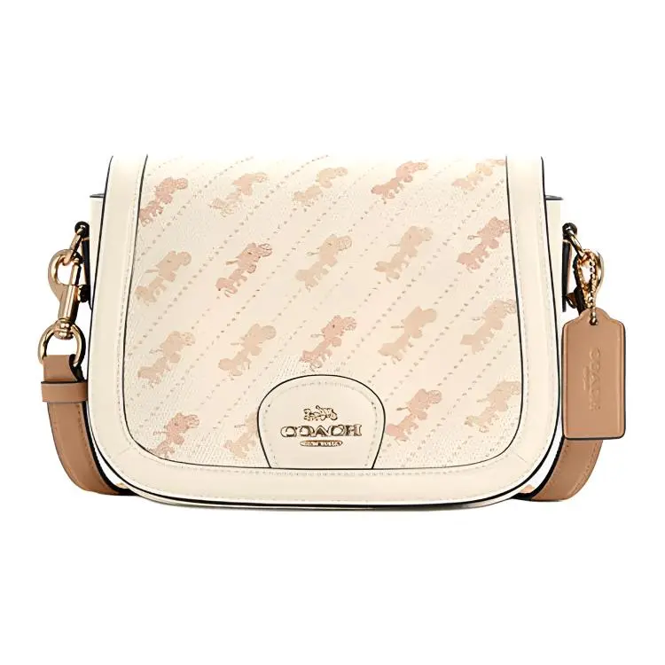 COACH Horse And Garriage Artificial Leather Crossbody Bags Small Women's Beige