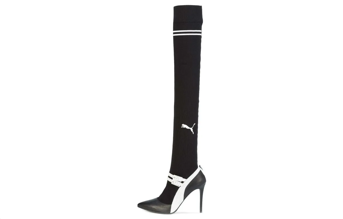 PUMA X Fenty Knitted High Mary Jane Heels Slip On 'Black' Women's