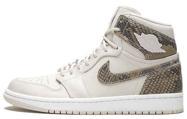 Женские кроссовки Jordan Air Jordan 1 OG Retro High White Snake (W) (бежевые) — Белый — фото 1