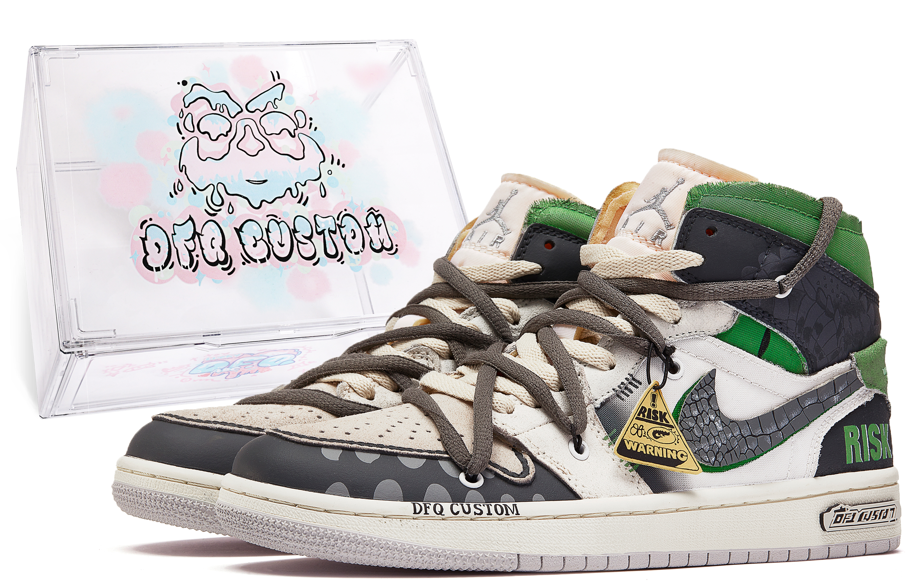 Jordan Air Jordan 1 ADCDAVINCI Custom, Box, Shadow Fish Cushioning Slip Resistant Cushioning Slip Resistant Mid top