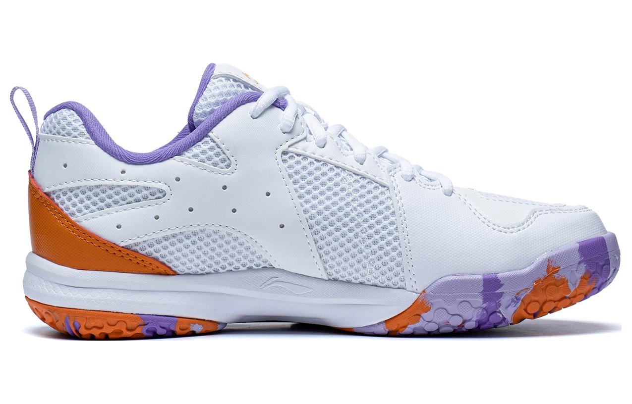 Li Ning Ace Fabric Slip Resistant Abrasion Resistant Low top Badminton Shoes Women’s White Purple