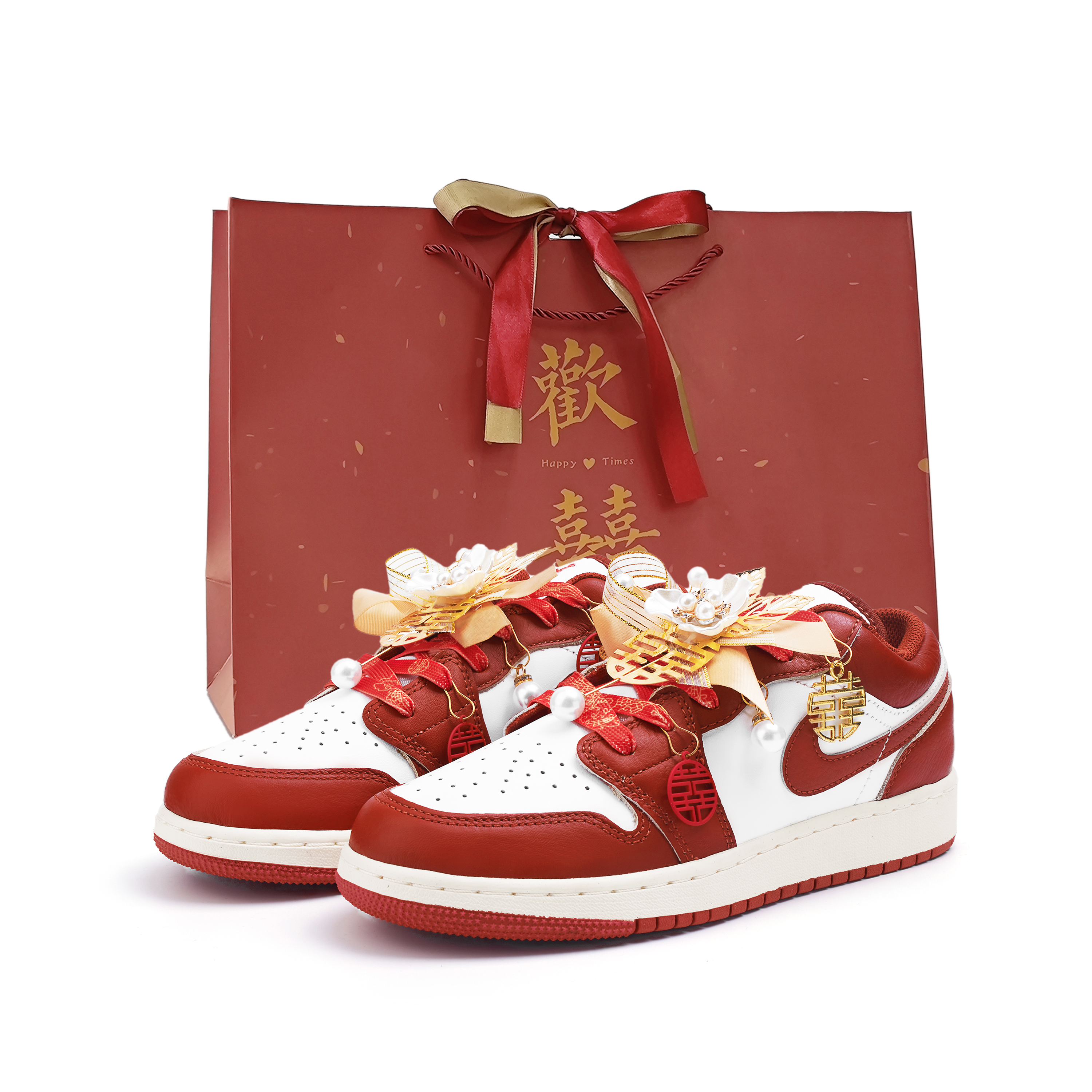 Jordan Air Jordan 1 Slip Resistant Abrasion Resistant Low top Vintage Basketball Shoes Women’s Red