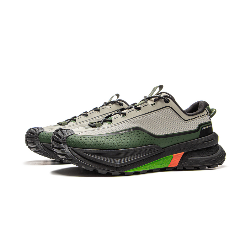 Li Ning Outdoor CF Tracing Cushioning Slip Resistant Abrasion Resistant Low top Hiking Shoes Unisex Gray Green