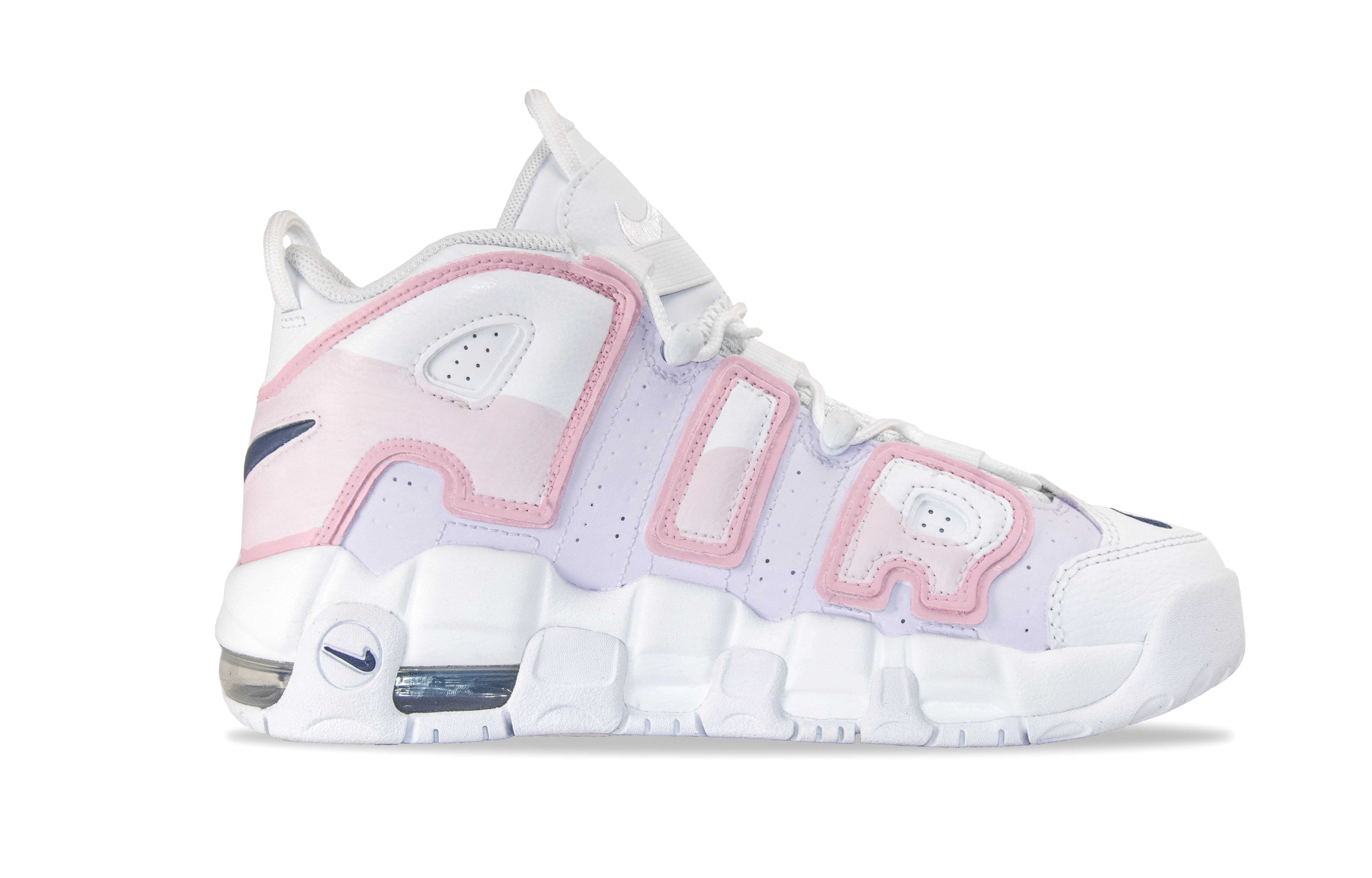 Nike Air More Uptempo Cushioning Slip Resistant Abrasion Resistant Mid top Vintage Basketball Shoes Women’s Pink