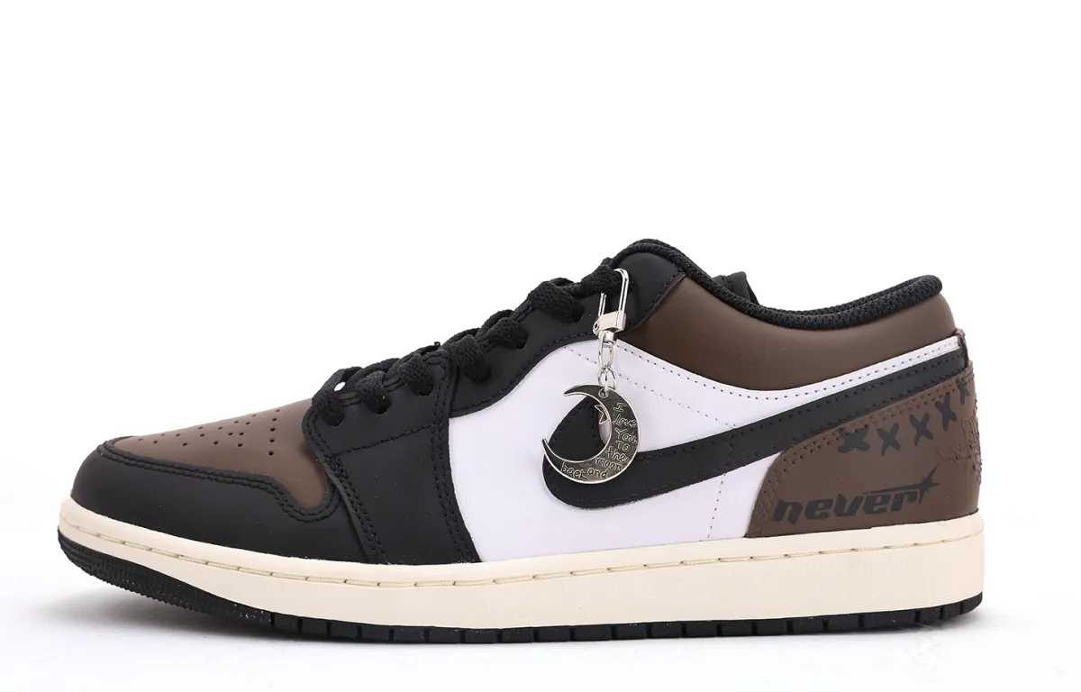 Jordan Air Jordan 1 Abrasion Resistant Coverage Low top Vintage Basketball Shoes Men's Black Brown