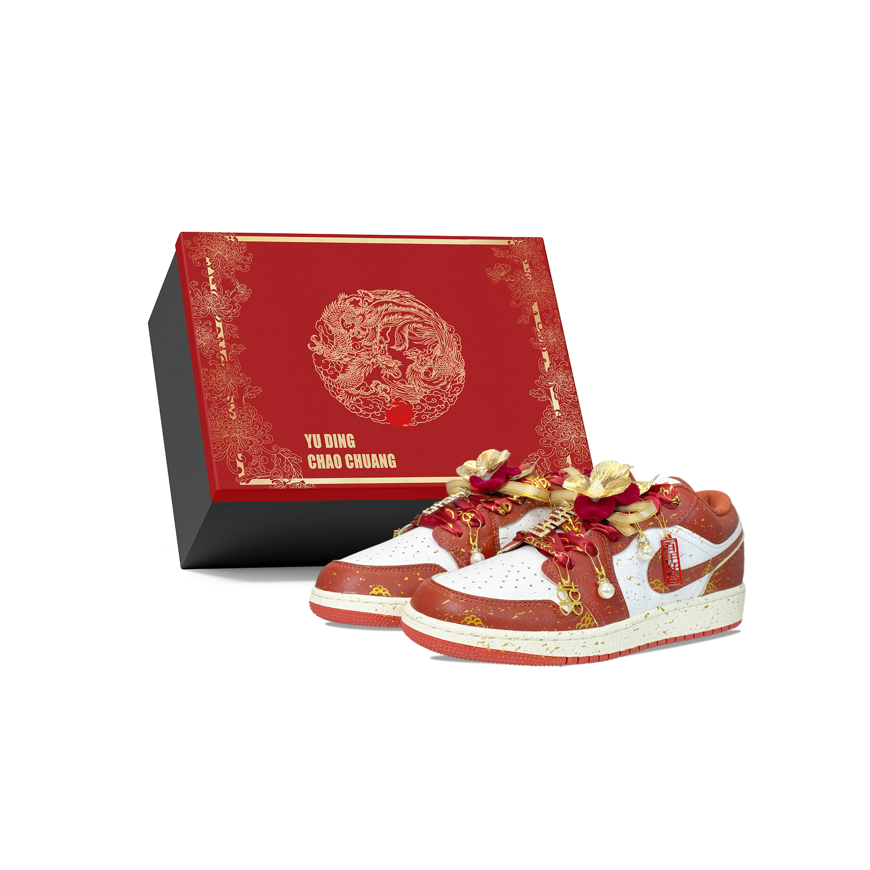 Jordan Air Jordan 1 YDCC Good Day, Box Cushioning, Wear Resistant Low top Vintage Basketball Shoes Unisex Red