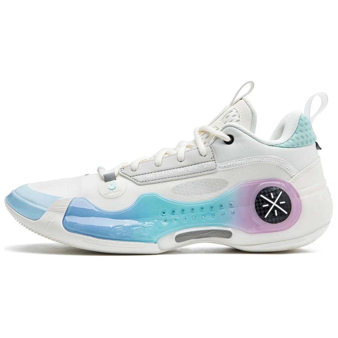 Li Ning Way Of Wade 10 Low Slip Resistant Abrasion Resistant Low top Basketball Shoes Unisex White Blue