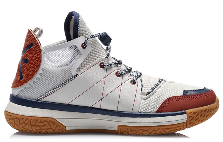 Li Ning Wowls Cushioning Rebound Mid top Basketball Shoes Men’s White Umber