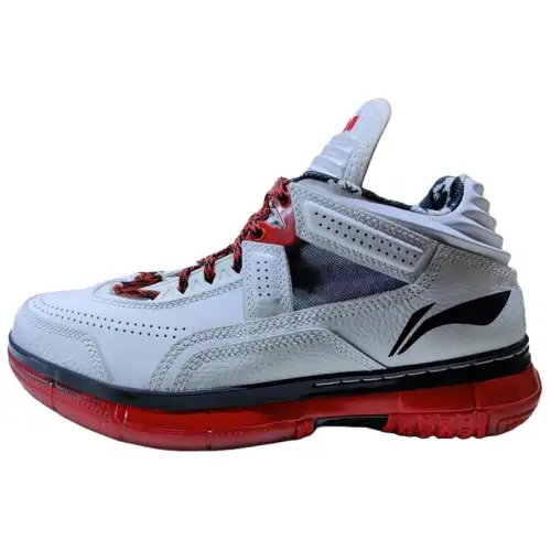 Li Ning Slip Resistant Abrasion Resistant Low top Basketball Shoes Men's White Red
