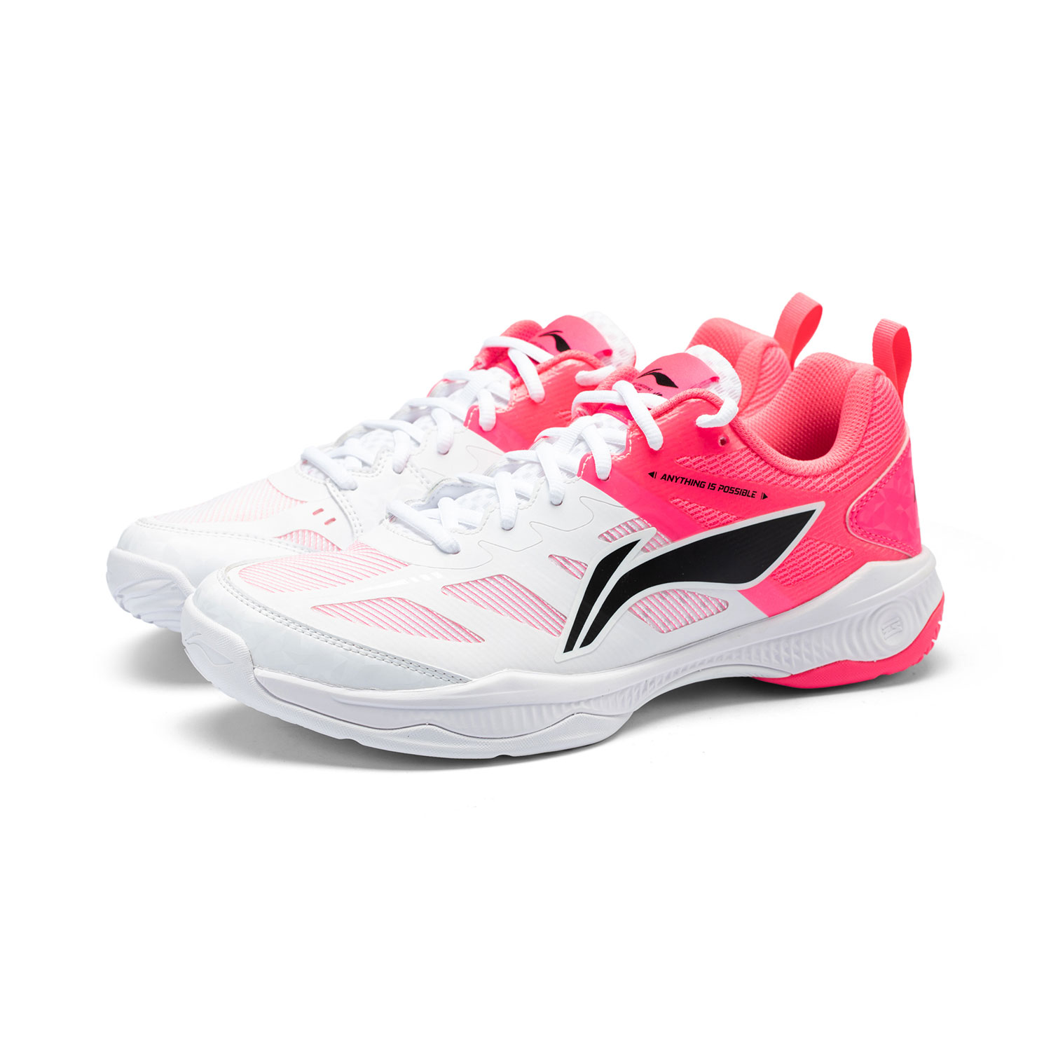 Li Ning Cushioning Rebound Low top Badminton Shoes Unisex White Pink