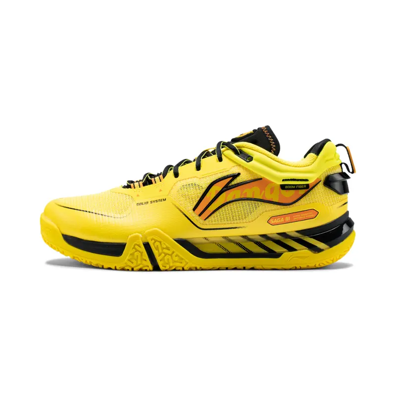 Li Ning Saga 3pro Slip Resistant, Abrasion Resistant, Breathable, Support Low top Badminton Shoes Unisex Yellow