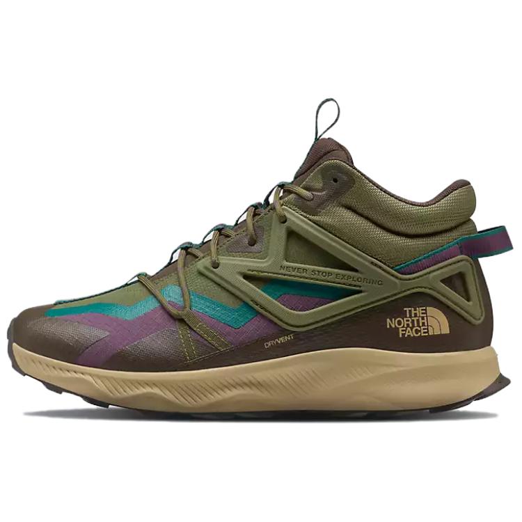 THE NORTH FACE Oxeye Comfortable Waterproof Rebound Mid top Hiking Shoes Men's Forest Olive/Small Coffee Brown