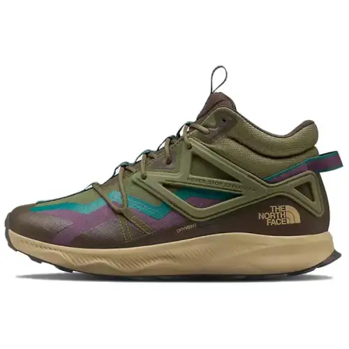 THE NORTH FACE Oxeye Comfortable Waterproof Rebound Mid top Hiking Shoes Men's Forest Olive/Small Coffee Brown