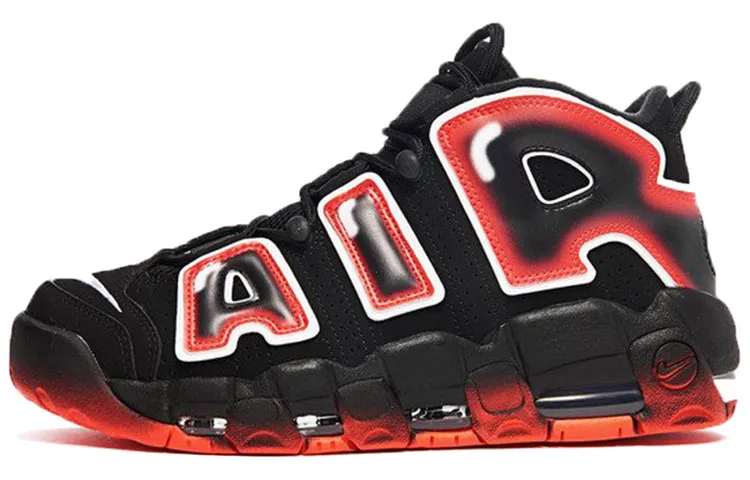 Nike Air More Uptempo Black White Laser Crimson