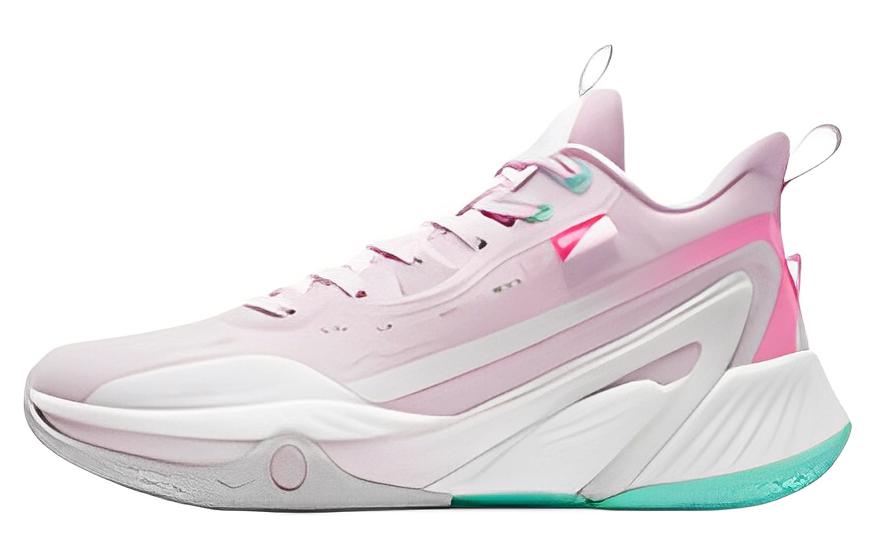 QIAODAN Abrasion Resistant Slip Resistant Mid top Basketball Shoes Men’s Pink Green