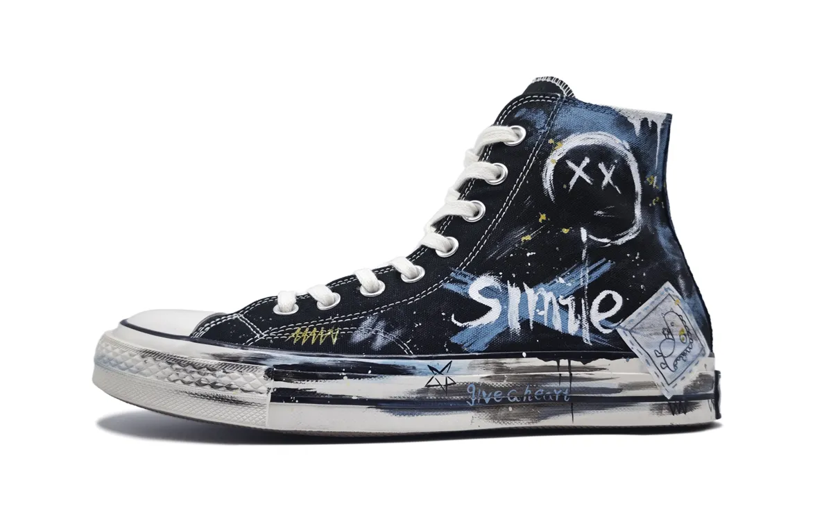 Converse 1970s Graffiti Era Abrasion Resistant Breathable High top Canvas Shoes Unisex Black