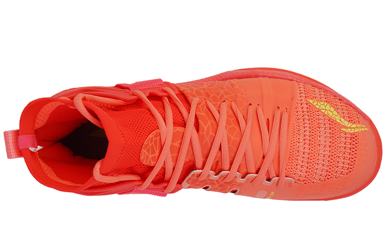 Li Ning Roar II Rubber Cushioning Slip Resistant Abrasion Resistant High top Badminton Shoes Men’s Neon Fruit Red