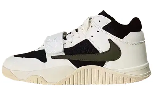 Travis Scott x Jordan Cut The Check Slip Resistant Mid top Vintage Basketball Shoes Men's White Black Green