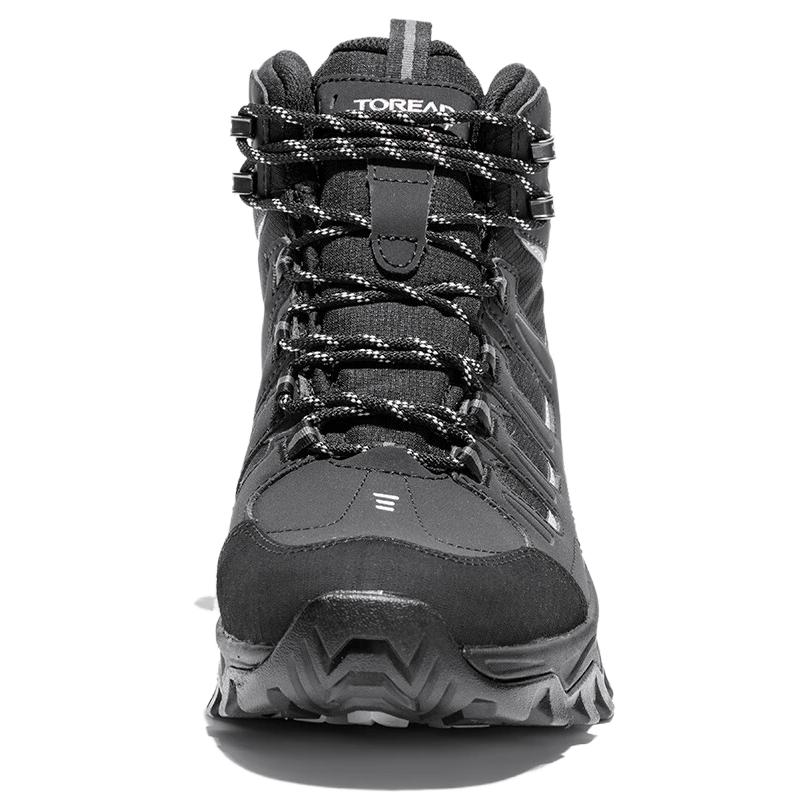 TOREAD Cushioning Slip Resistant High top Mountaineering Shoes Men’s Black Gray