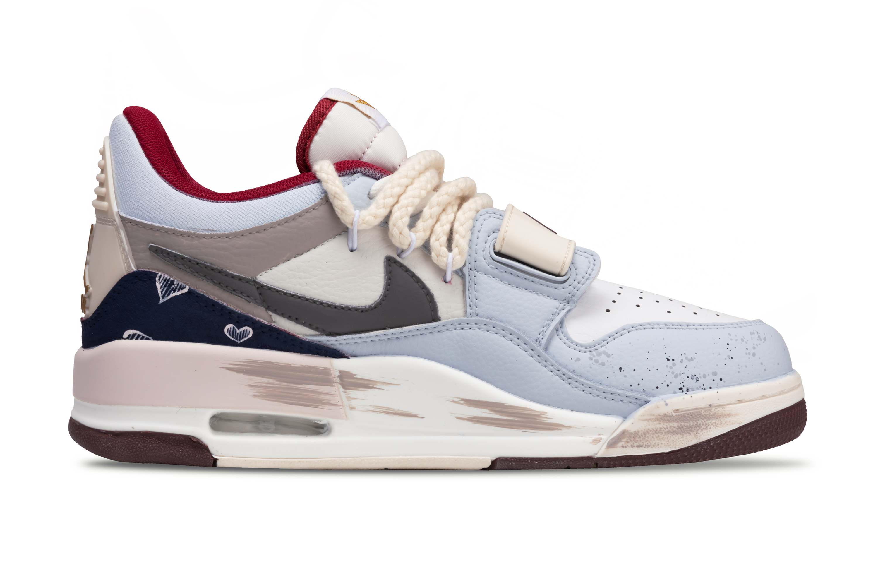 Jordan Legacy 312 Raspberry Synthetic Leather Abrasion Resistant Low top Vintage Basketball Shoes Men’s Red Blue