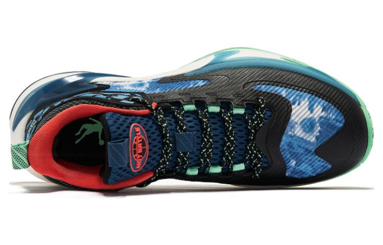QIAODAN Sharp 6.0 Cushioning Slip Resistant Abrasion Resistant Rebound Low top Basketball Shoes Men’s Black Blue Green