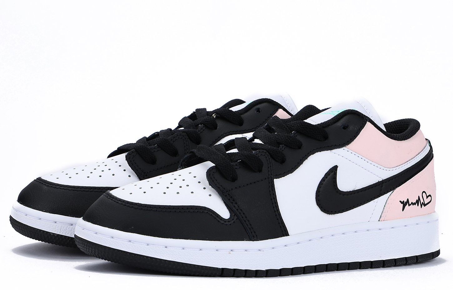 Jordan Air Jordan 1 Chestnut Leather Slip Resistant Coverage Low top Vintage Basketball Shoes GS Black Pink