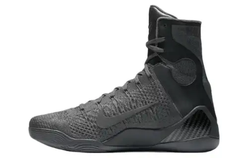 Nike Kobe 9 Elite Black Mamba Collection Fade to Black OG model round toe lace-up high top practical basketball shoes men's black gray